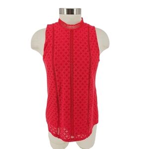 Banana Republic Tank Top Pink Lace High Neck Sleeveless Lined Shirt Blouse Small